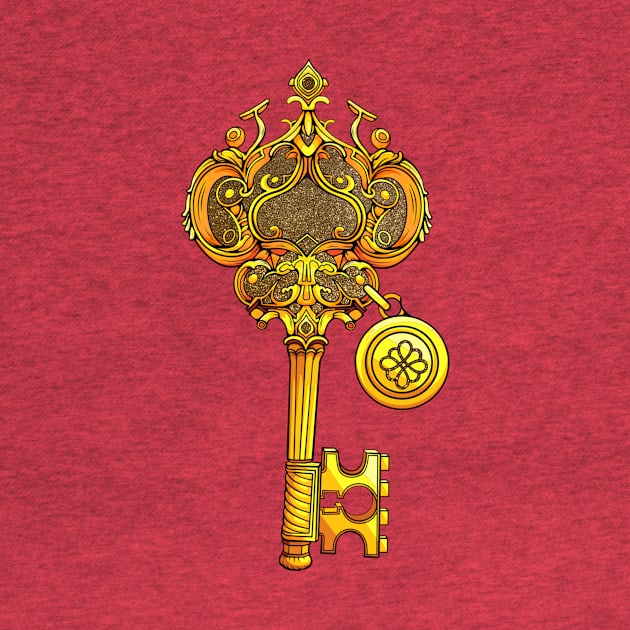 Golden and Golden Key for a Couple Love Lock by ForestWhisper